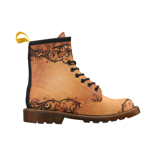 Decorative vintage design and floral elements High Grade PU Leather Martin Boots For Women Model 402H