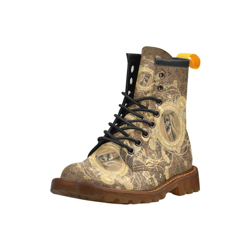 Awesome skull on a button High Grade PU Leather Martin Boots For Men Model 402H