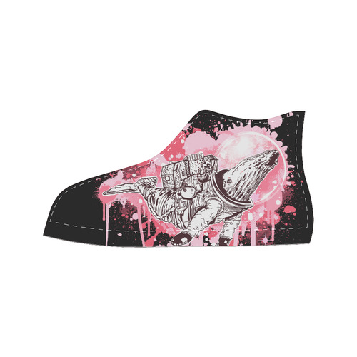 Space Whale High Top Canvas Women's Shoes/Large Size (Model 017)