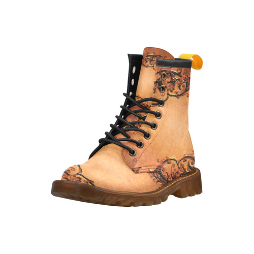 Decorative vintage design and floral elements High Grade PU Leather Martin Boots For Women Model 402H