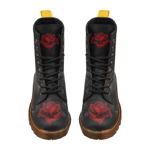 Dark Gothic Rose High Grade PU Leather Martin Boots For Women Model 402H