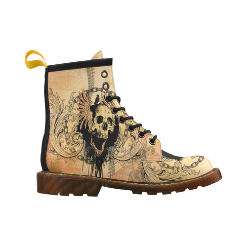 Amazing skull with wings High Grade PU Leather Martin Boots For Men Model 402H