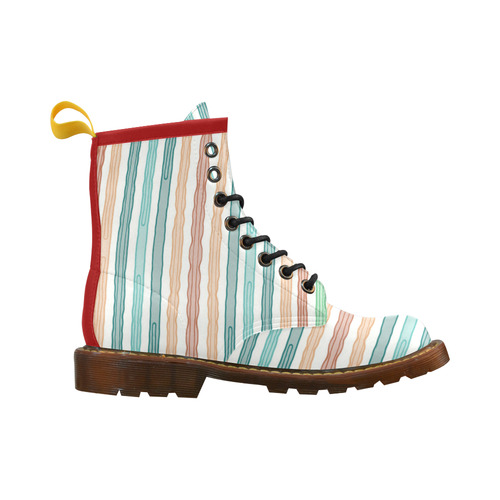 Fun decorative pastel lines, green blue orange red High Grade PU Leather Martin Boots For Women Model 402H