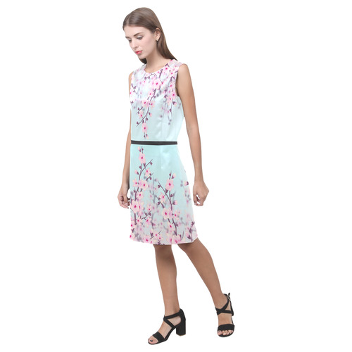 Cherry Blossoms Sakura Pastel Eos Women's Sleeveless Dress (Model D01)