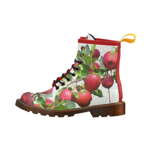 Melting Apples, fruit watercolors High Grade PU Leather Martin Boots For Women Model 402H