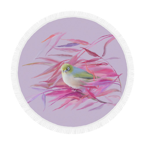 Cute little SilverEye, angry bird watercolor Circular Beach Shawl 59"x 59"