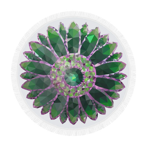 Green Mosaic Flower Circular Beach Shawl 59"x 59"