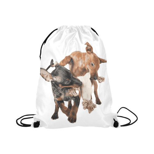 Two Playing Dogs Large Drawstring Bag Model 1604 (Twin Sides)  16.5"(W) * 19.3"(H)