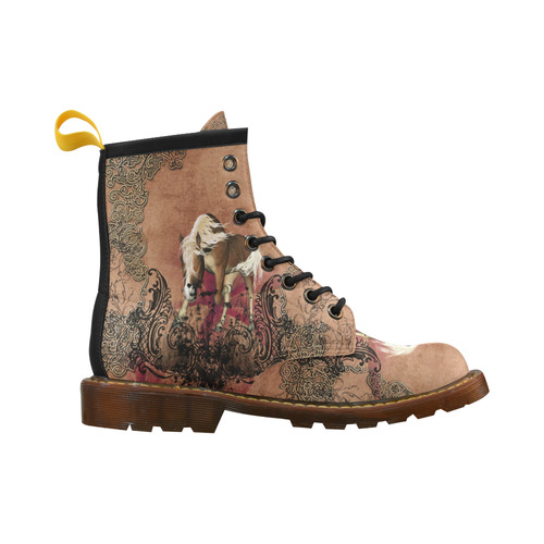 Amazing horse with flowers High Grade PU Leather Martin Boots For Men Model 402H
