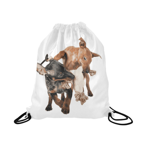 Two Playing Dogs Large Drawstring Bag Model 1604 (Twin Sides)  16.5"(W) * 19.3"(H)