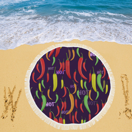 Hot peppar, chili Circular Beach Shawl 59"x 59"