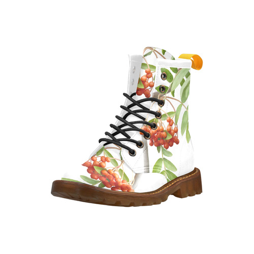Rowan tree plant watercolor High Grade PU Leather Martin Boots For Women Model 402H