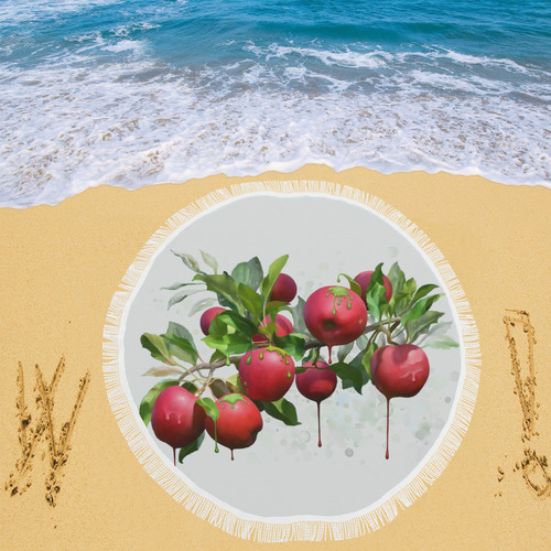 Melting Apples, fruit watercolors Circular Beach Shawl 59"x 59"