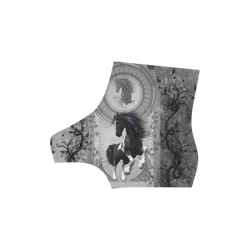 Awesome horse in black and white with flowers High Grade PU Leather Martin Boots For Men Model 402H