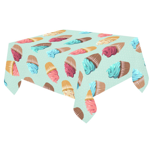 Cup Cakes Party Cotton Linen Tablecloth 52"x 70"