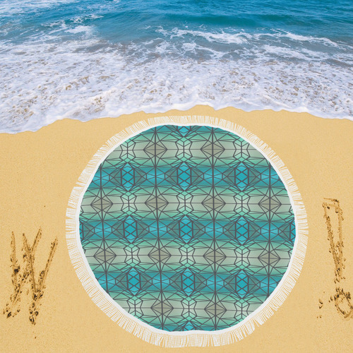 Stained glass, mosaic pattern Circular Beach Shawl 59"x 59"