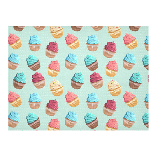 Cup Cakes Party Cotton Linen Tablecloth 52"x 70"