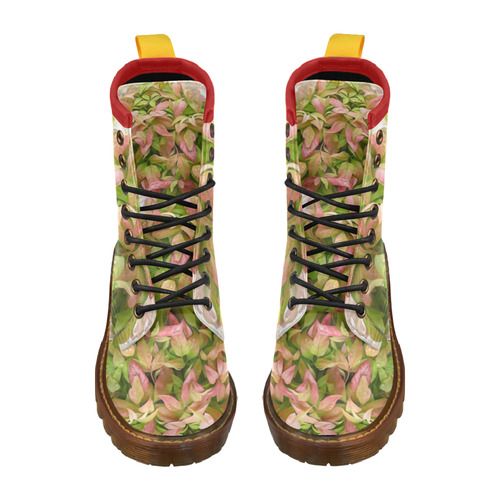 Pot full of colors, floral watercolors, plant High Grade PU Leather Martin Boots For Women Model 402H