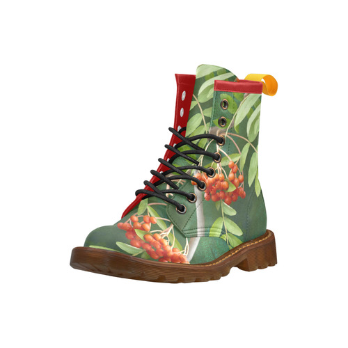 Plant Watercolor Rowan tree - Sorbus aucuparia High Grade PU Leather Martin Boots For Women Model 402H
