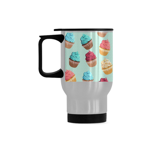 Cup Cakes Party Travel Mug (Silver) (14 Oz)