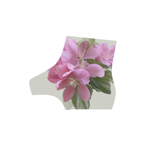 Pink Blossom Branch, , floral watercolor High Grade PU Leather Martin Boots For Men Model 402H