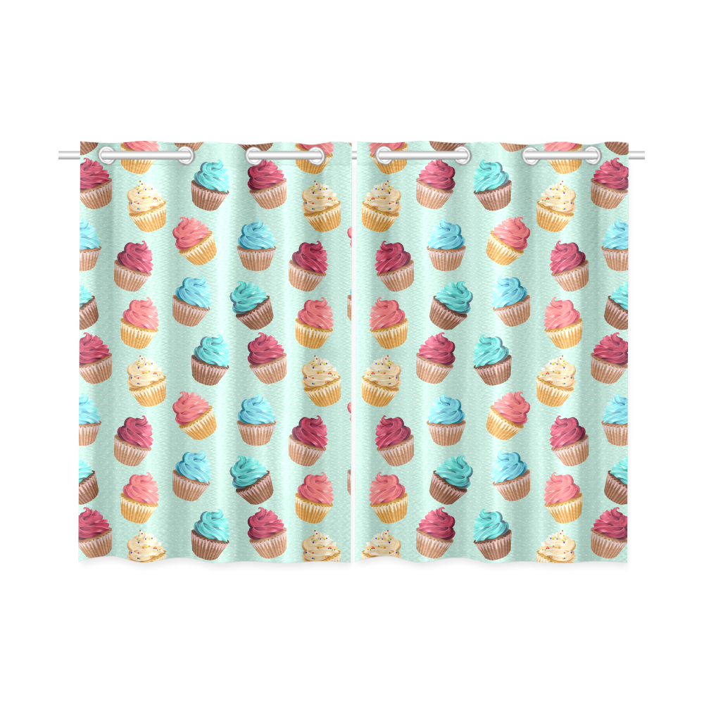 Cup Cakes Party Kitchen Curtain 26 X 39 Two Piece Id