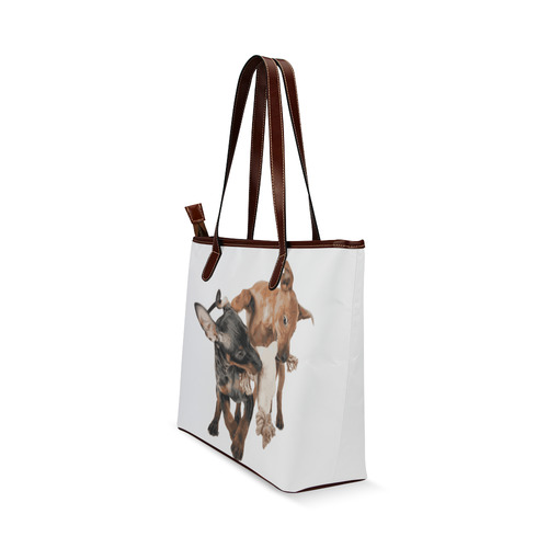 Two Playing Dogs Shoulder Tote Bag (Model 1646)