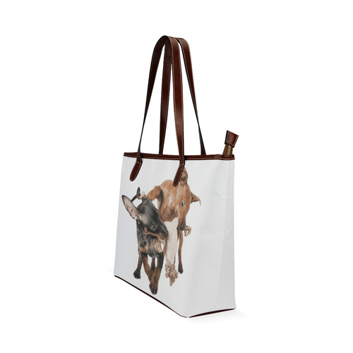 Two Playing Dogs Shoulder Tote Bag (Model 1646)