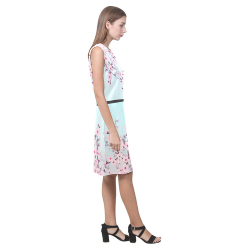 Cherry Blossoms Sakura Pastel Eos Women's Sleeveless Dress (Model D01)