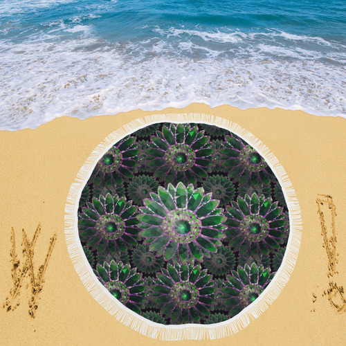 Mosaic Flower Pattern Circular Beach Shawl 59"x 59"