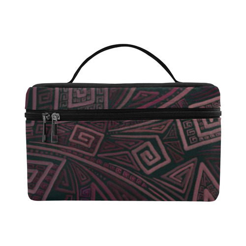 Psychedelic 3D Square Spirals - pink and orange Cosmetic Bag/Large (Model 1658)