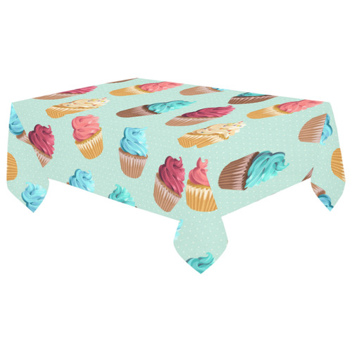 Cup Cakes Party Cotton Linen Tablecloth 60"x 104"