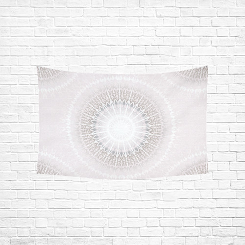Pastel Blush Gray Chevron Mandala Cotton Linen Wall Tapestry 60"x 40"