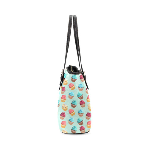 Cup Cakes Party Leather Tote Bag/Small (Model 1640)