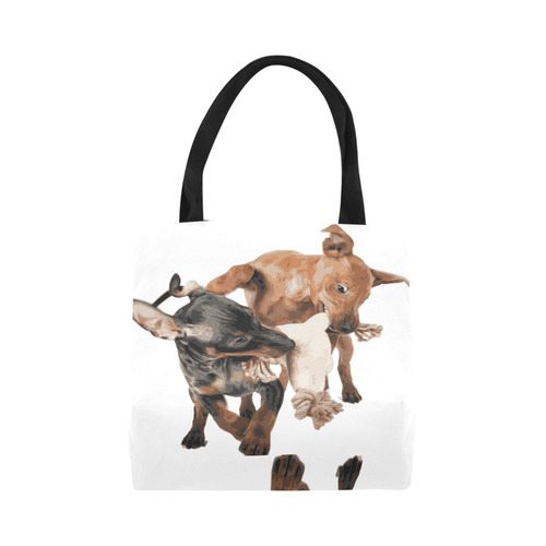 Two Playing Dogs Canvas Tote Bag (Model 1657)