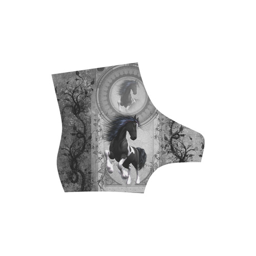 Awesome horse in black and white with flowers High Grade PU Leather Martin Boots For Men Model 402H