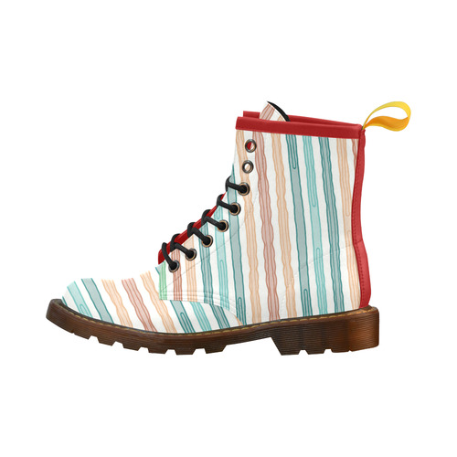 Fun decorative pastel lines, green blue orange red High Grade PU Leather Martin Boots For Women Model 402H