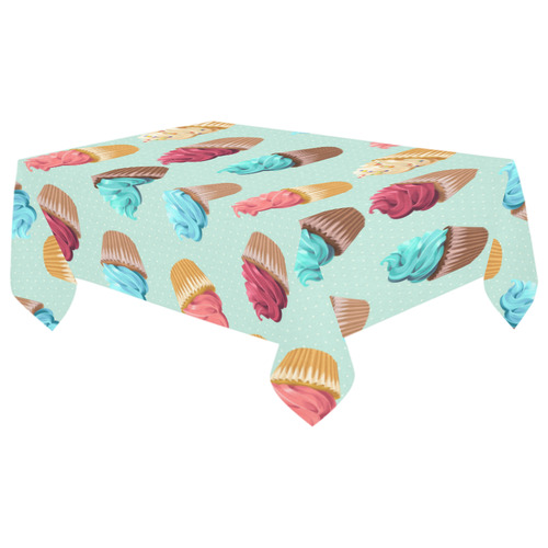 Cup Cakes Party Cotton Linen Tablecloth 60"x 104"