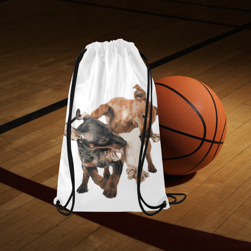 Two Playing Dogs Small Drawstring Bag Model 1604 (Twin Sides) 11"(W) * 17.7"(H)