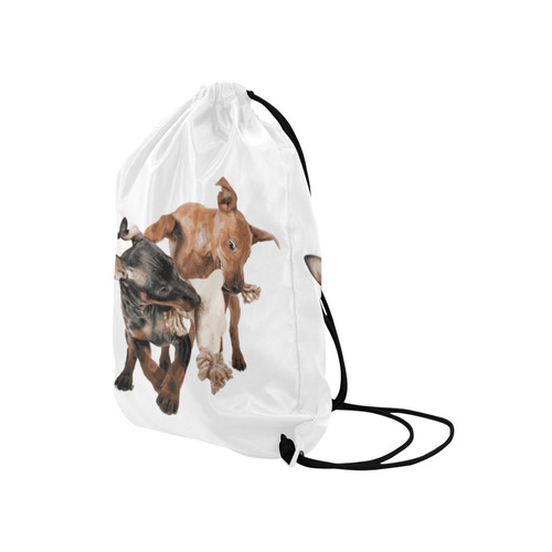 Two Playing Dogs Medium Drawstring Bag Model 1604 (Twin Sides) 13.8"(W) * 18.1"(H)