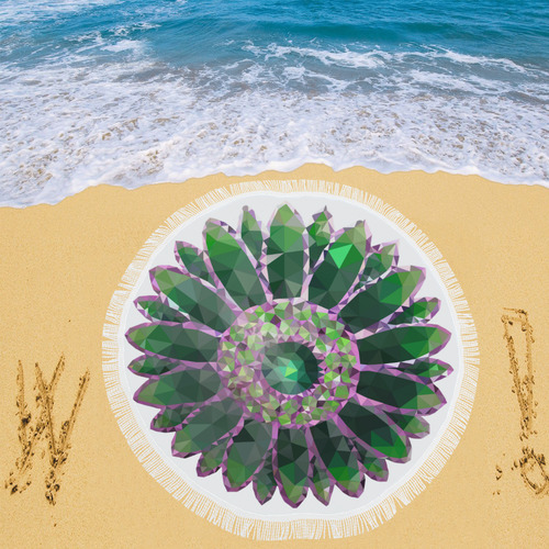 Green Mosaic Flower Circular Beach Shawl 59"x 59"