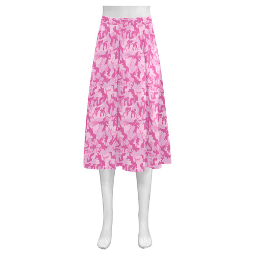 Shocking Pink Camouflage Pattern Mnemosyne Women's Crepe Skirt (Model D16)