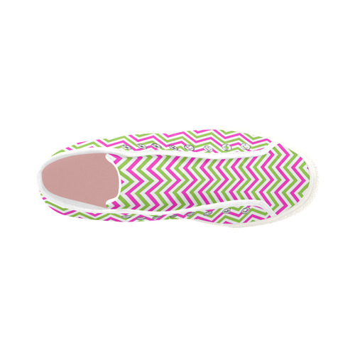 Pink Green White Chevron Vancouver H Women's Canvas Shoes (1013-1)