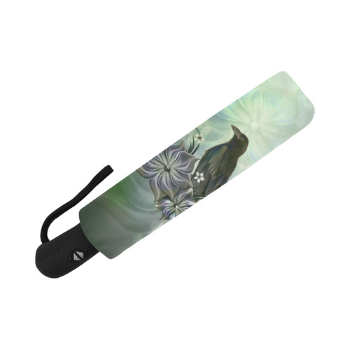 Raven with flowers Auto-Foldable Umbrella (Model U04)