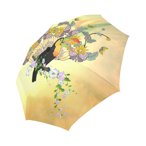 Toucan with flowers Auto-Foldable Umbrella (Model U04)