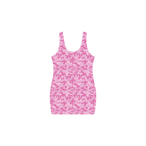 Shocking Pink Camouflage Pattern Medea Vest Dress (Model D06)