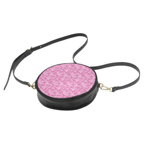 Shocking Pink Camouflage Pattern Round Sling Bag (Model 1647)