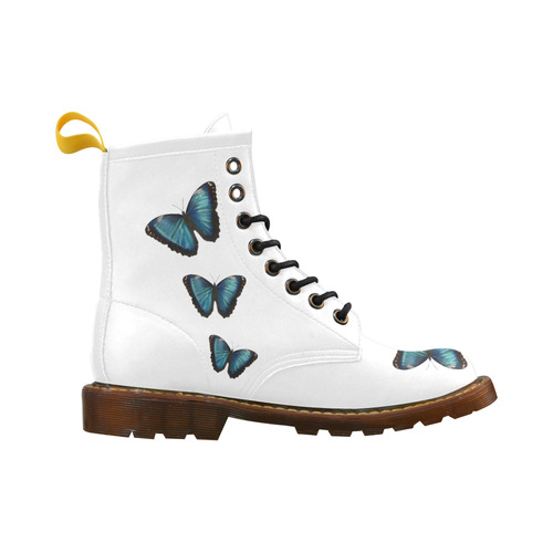 Morpho hyacintus butterflies painting High Grade PU Leather Martin Boots For Women Model 402H