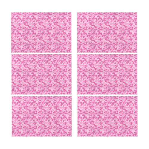 Shocking Pink Camouflage Pattern Placemat 12’’ x 18’’ (Set of 6)