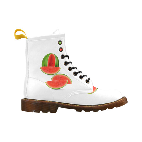 Watercolor Watermelon, red, green and sweet High Grade PU Leather Martin Boots For Women Model 402H